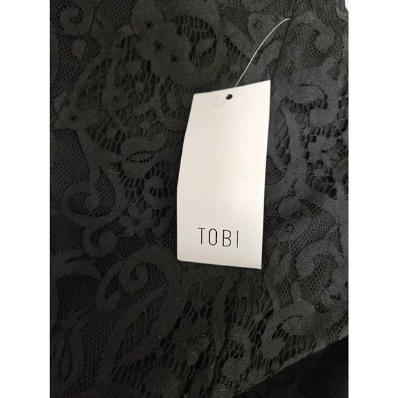 NWT Tobi Deep Plunge Black Dress Large - Picture 12 of 15